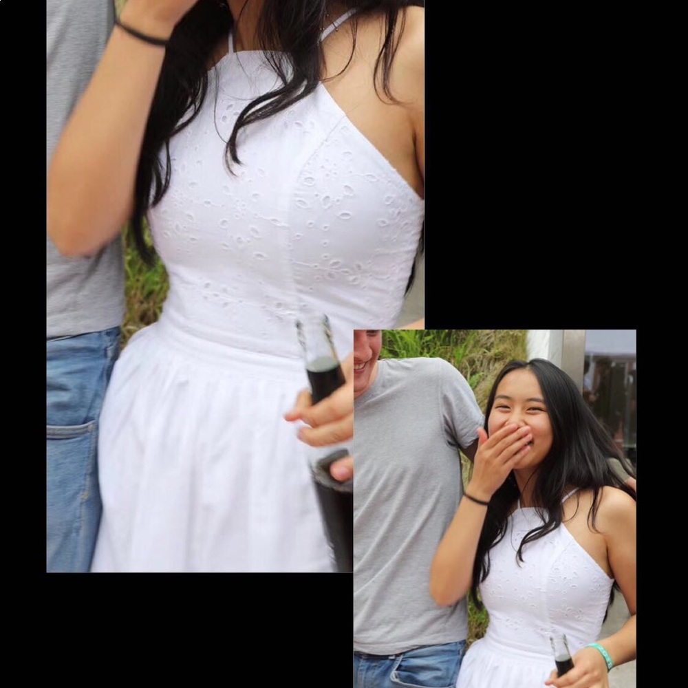 ABERCROMBIE WHITE EYELET LACE HALTER DRESS